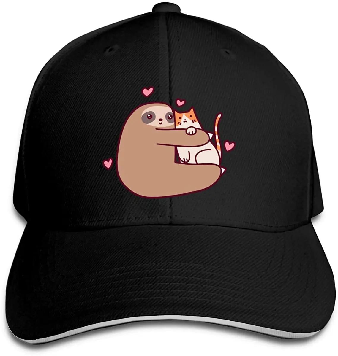 

Sloth Loves Cat Trucker Baseball Cap Adjustable Peaked Sandwich Hat
