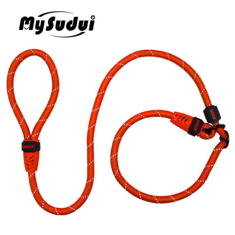 red MySudui Светоотражающий Поводок для собак, нейлоновый ремень для собак, поводок для бега светится в темноте, поводок для домашних животных, черный питбультерьер - Цвет: red