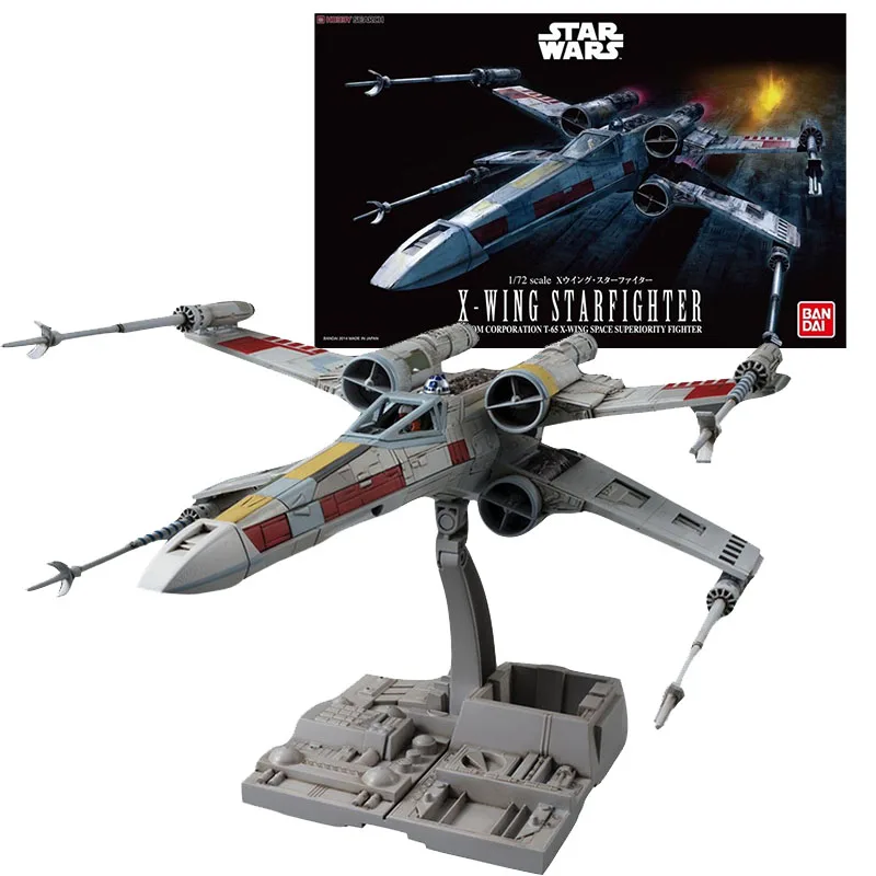 Bandai Star Wars Blocks Anime Figure 1/72 X-Wing Starfightre Genuine Assembly Vehicle Model Action Toy Figure Toys for Children