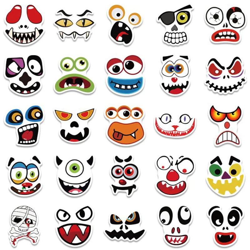 

50Pcs Halloween Pumpkin Phiz Graffiti Sticker For Guitar Laptop Helmet Sticker