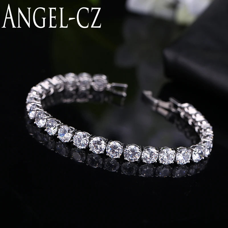 ANGELCZ классические круглые 0 5 карат CZ Diamante Серебряный цвет свадебные теннисные