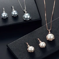 2021 trend pearl necklace earring set jewelry for women round love flower fashion accessories pendant ornaments for party gift