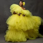Желтое Тюлевое бальное платье для фотосессии платья для беременных халат для фотосессии тюль для невесты пушистая Тюлевая Одежда для беременных под заказ