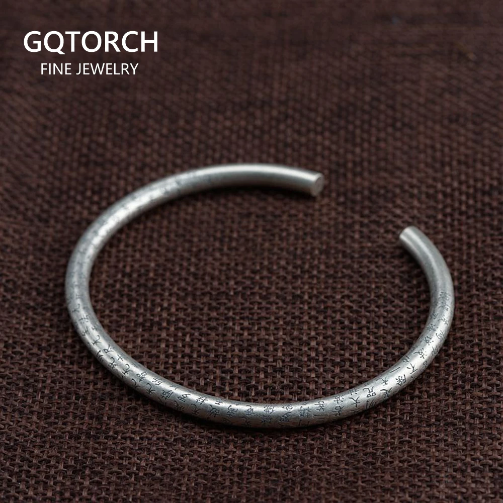 990 стерлингового серебра круглые Твердые палки браслеты для женщин сердце Sutra