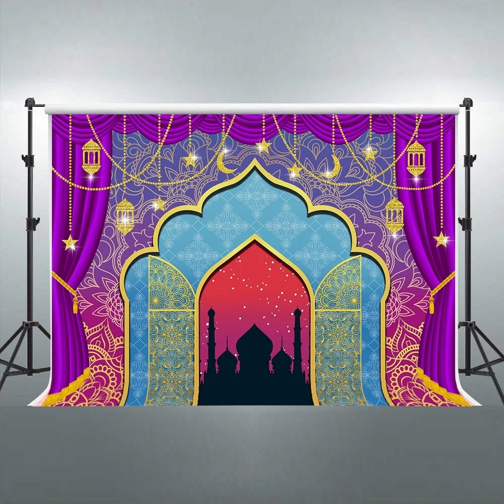 Декор для дня рождения в арабском и марокканском стиле баннер Золотой блестящий