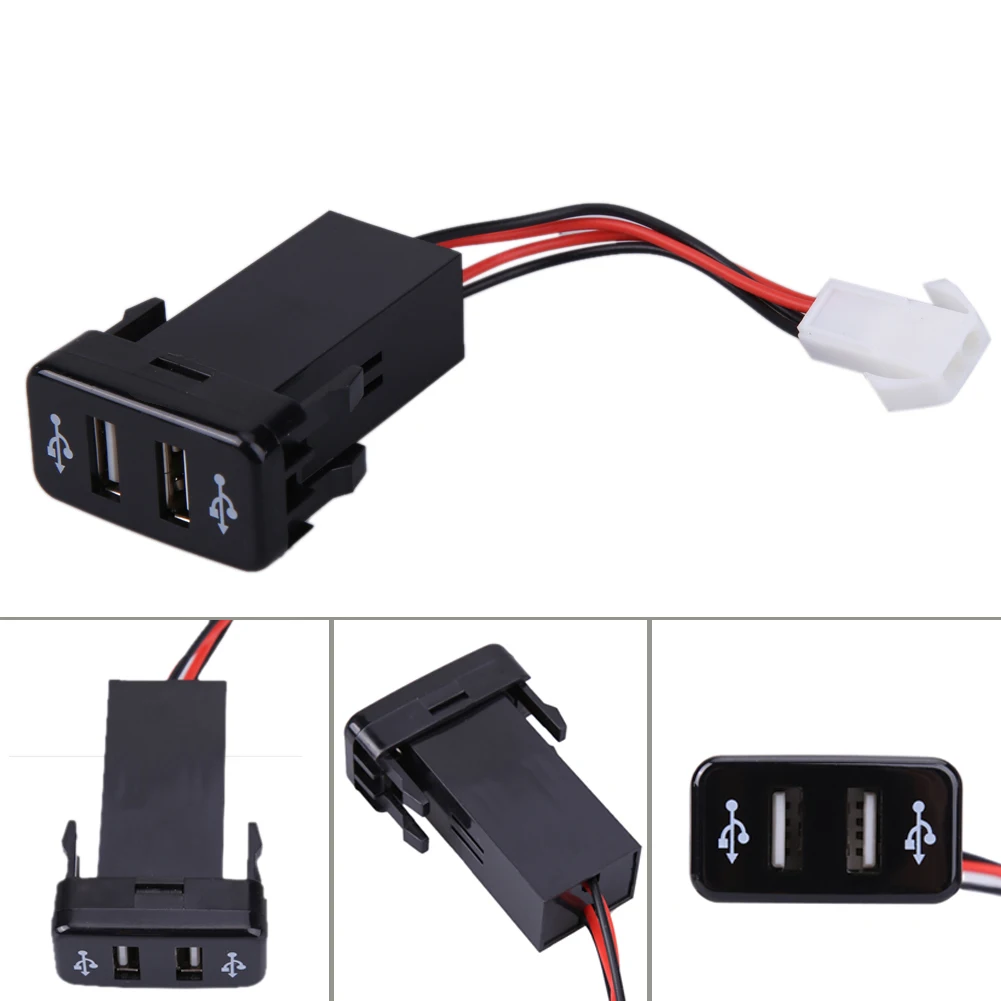 

2021 USB Charger Sockets Mobile Phone Tablet Dual USB Charging Ports Car Dual USB Charger Voltmeter for Toyota