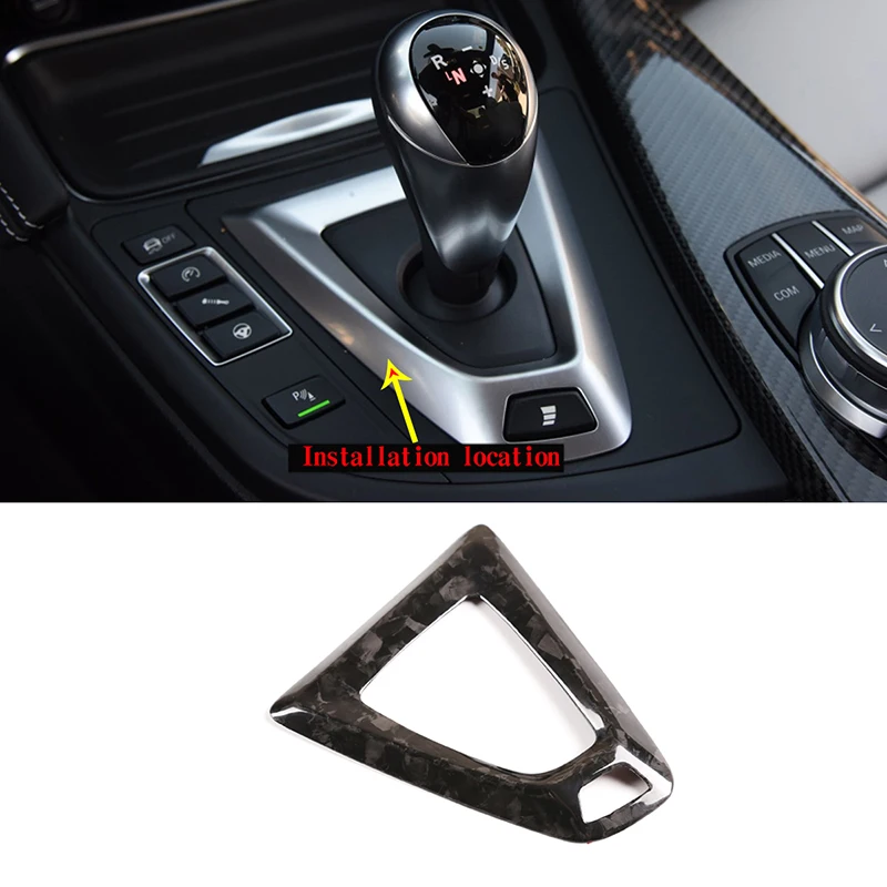 For BMW M3 M4 F80 F82 2014-2018 Car styling Real Carbon Fiber Forged pattern Car Gear Shift Frame Trim Stickers Car Accessories