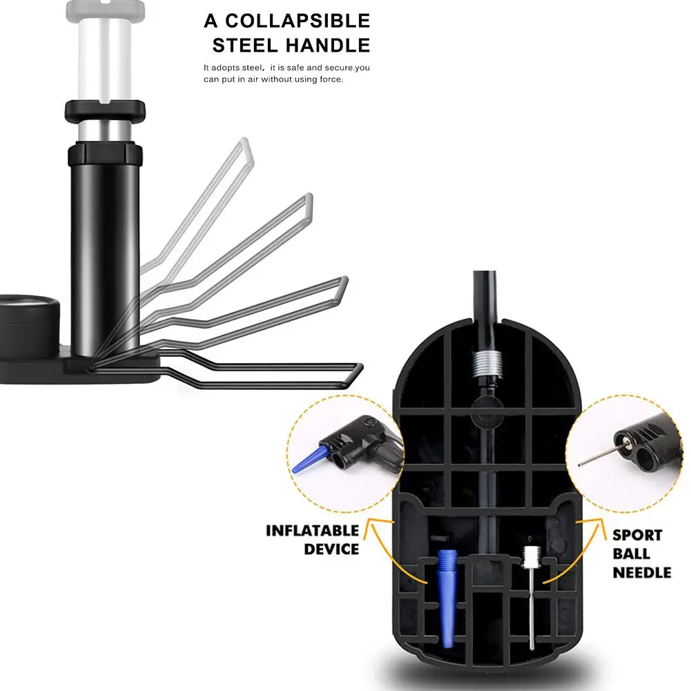 160PSI Portable Mini Bike Pump Foot Bicycle Tire Inflator With Pressure Gauge Air Compressor Accessories | Спорт и развлечения