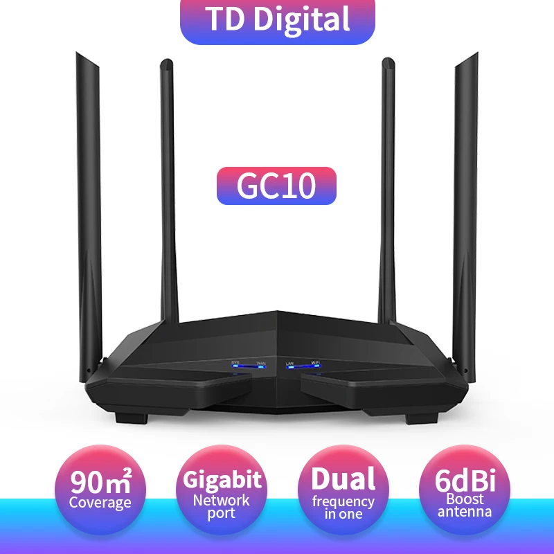 Tenda беспроводной AC1200 WiFi роутер с 2 4G/5 0G антенна высоким коэффициентом усиления для