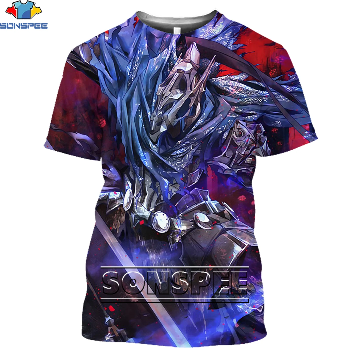 

SONSPEE 3D Print Dark Souls Game Flame Sword Armor T-shirt Summer Men's Shirt Harajuku Streetwear 2021Hot Discount Sale Clothing