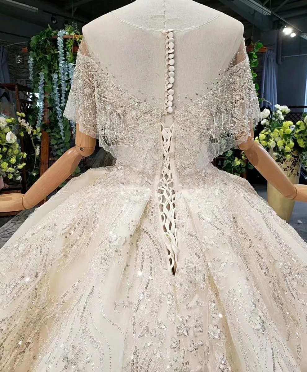 BacklakeGirls элегантное кружевное бальное платье с блестками свадебное 2020 жемчужная
