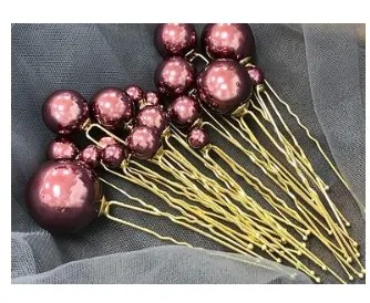 Purple Свадебные винтажные аксессуары для волос заколки жемчуг голова кусок фиолетовый цвет шампанского серый шпилька вечерние женские свадебные украшения m145 - Окраска металла: Purple