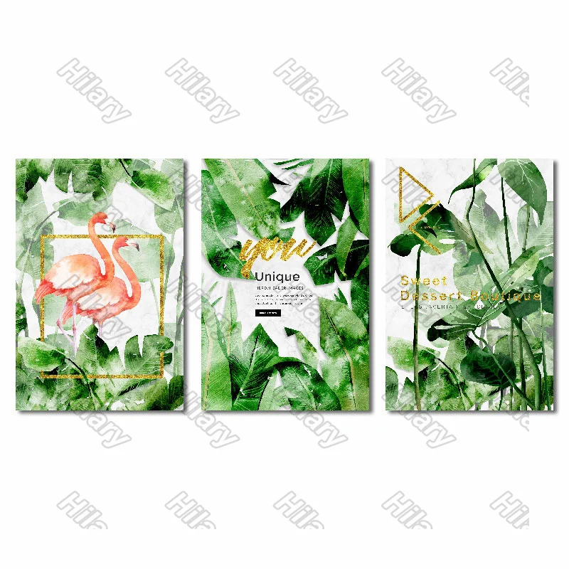 

Posters Plant Shape Animal Canvas Painting Posters and Prints Wall Art Pictures for Living Room and Bedroom Frameless 3Pcs