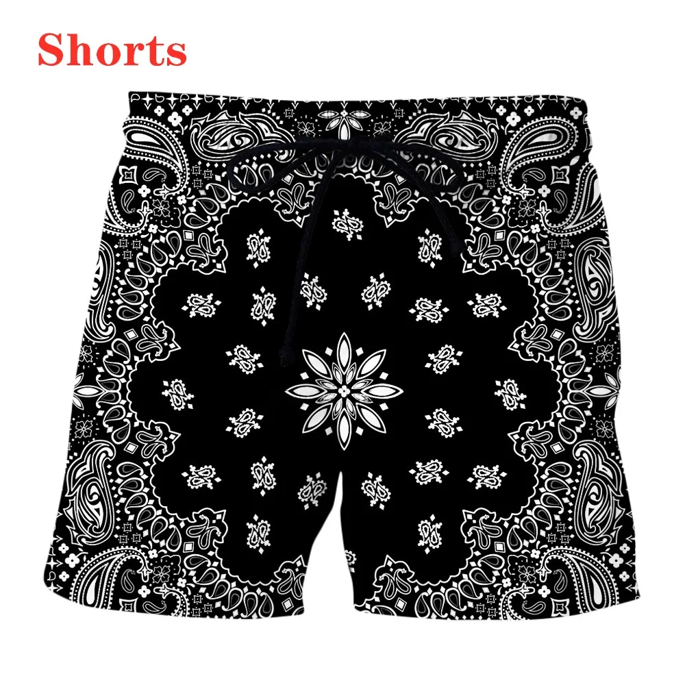 Новые модные мужские и женские спортивные костюмы с рисунком бандана шорты в