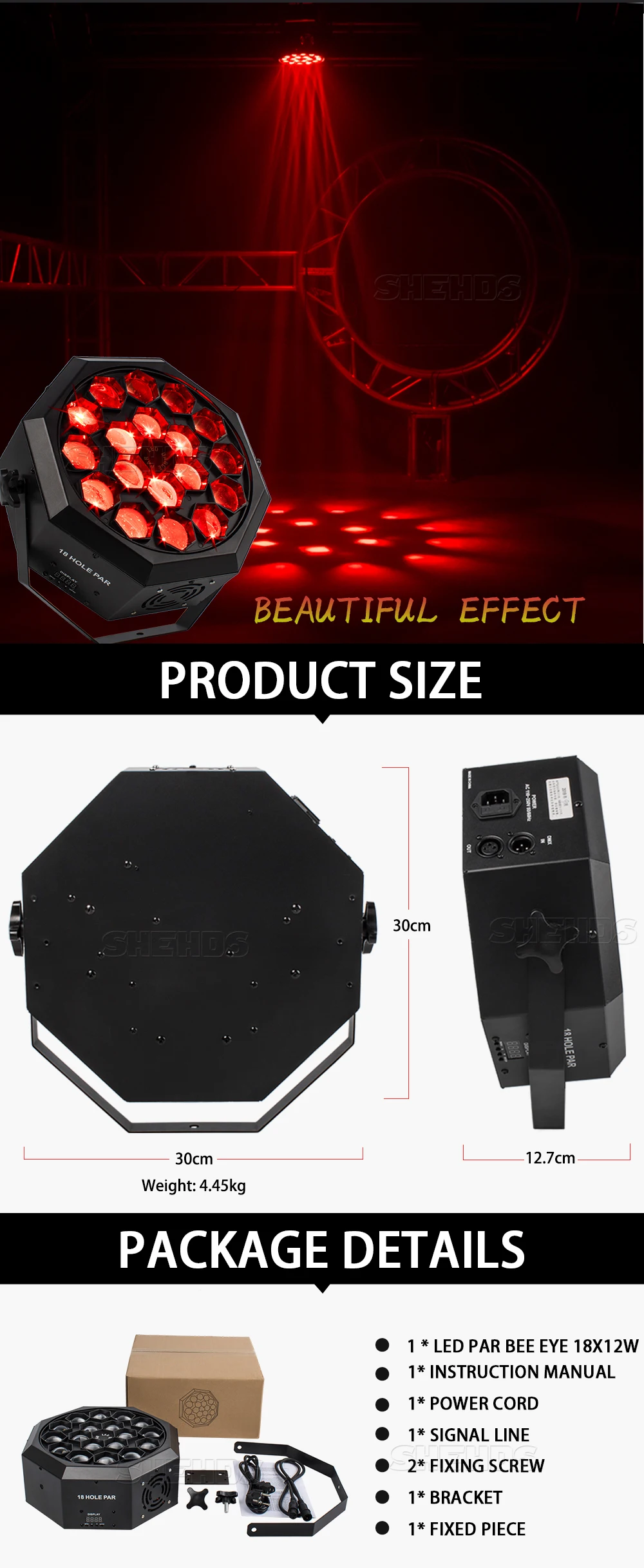 SHEHDS Led Par Bee Eye 18x12 Вт RGBW светильник ing сценический луч светильник Профессиональный DJ диско сценический светильник s