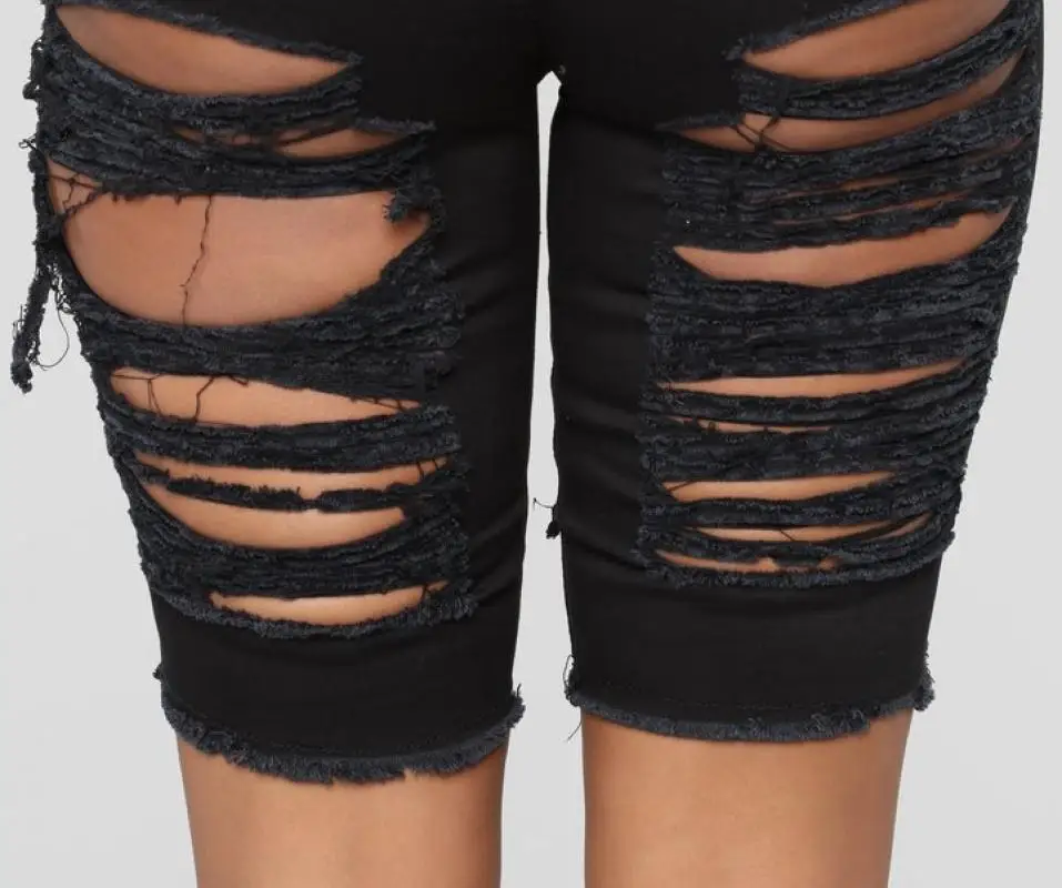 Женские однотонные джинсовые обтягивающие шорты джинсы женские брюки рваные