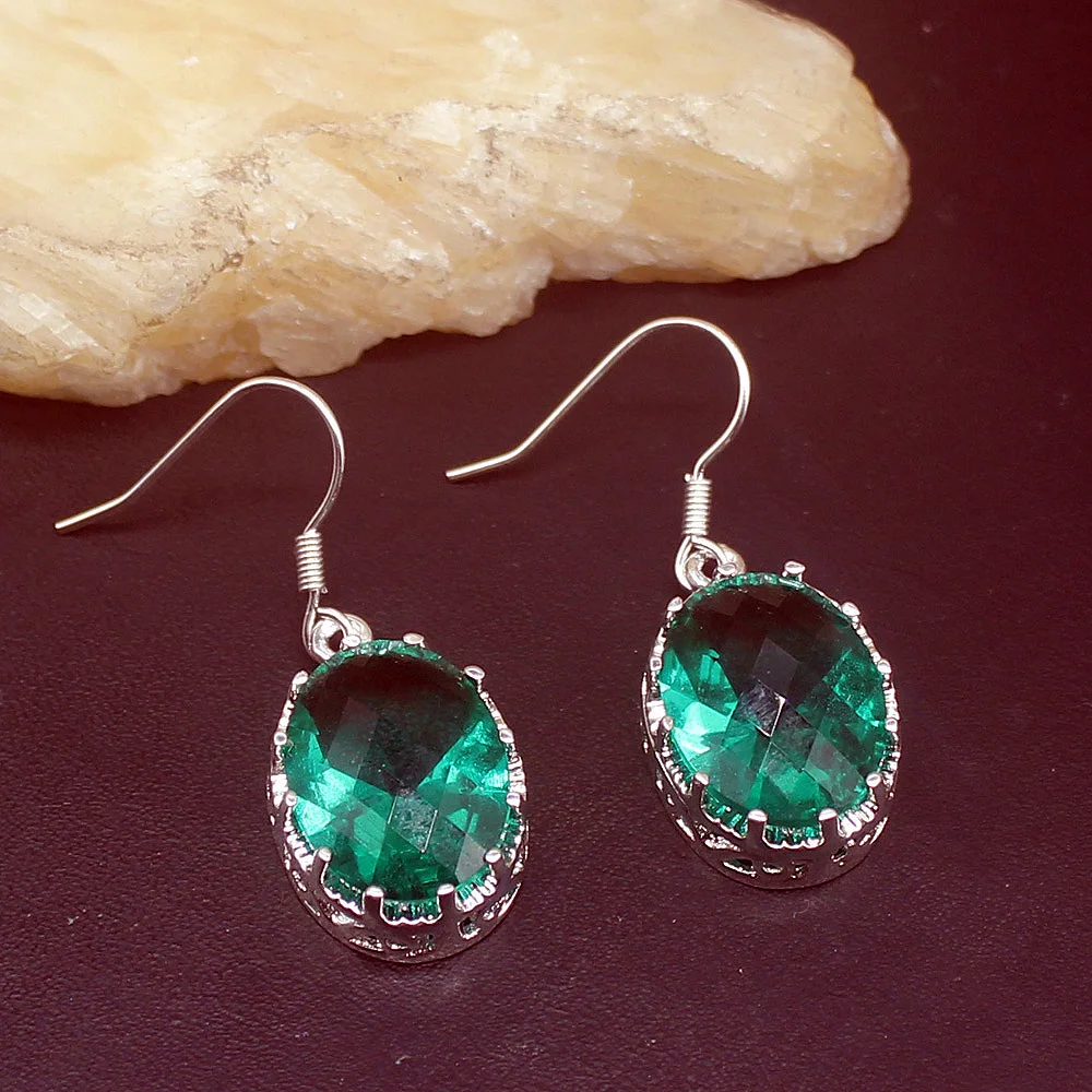 

Hermosa Royal Fashion Green Topaz Genuine 925 Silver Dangle Drop Hook Earrings Jewelry Gifts for Women Girls 20214141