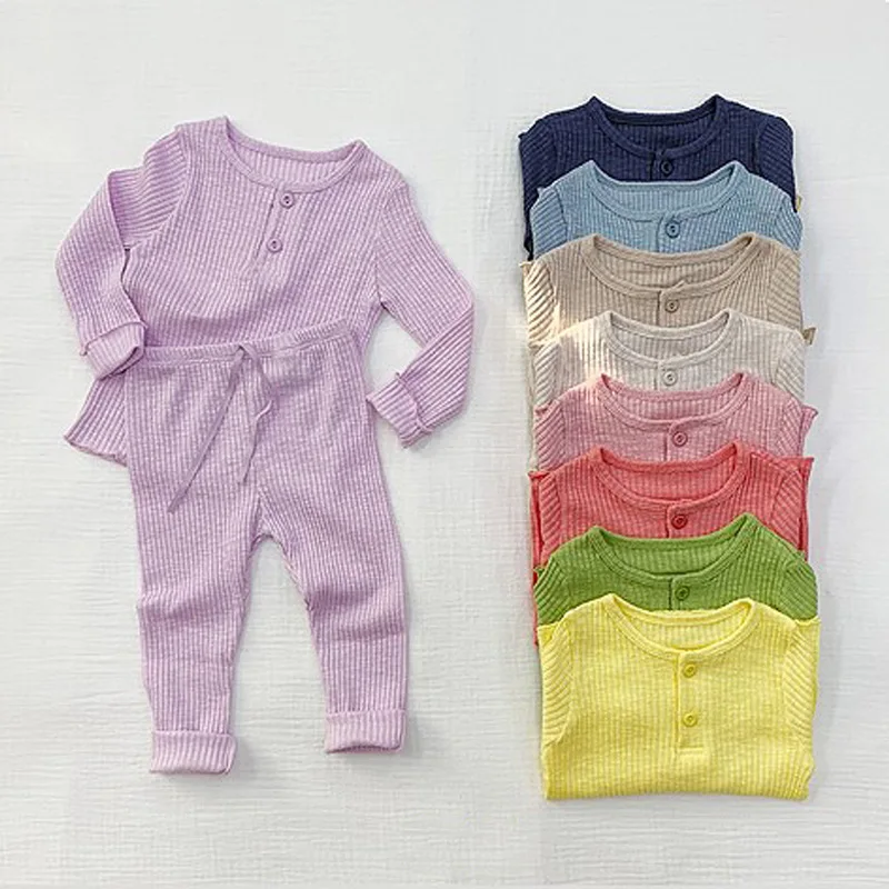 

Boys and Girls Autumn Long-sleeved Pajamas Home Service Two-piece Suit