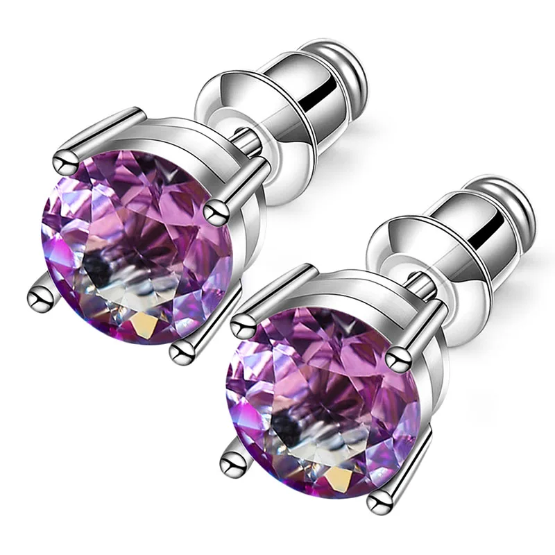 

Classic Zircon Stud Earrings For Women Girls Elegant Retro Style Tourmaline Diamond Inlaid Earring Wedding Party Fashion Jewelry