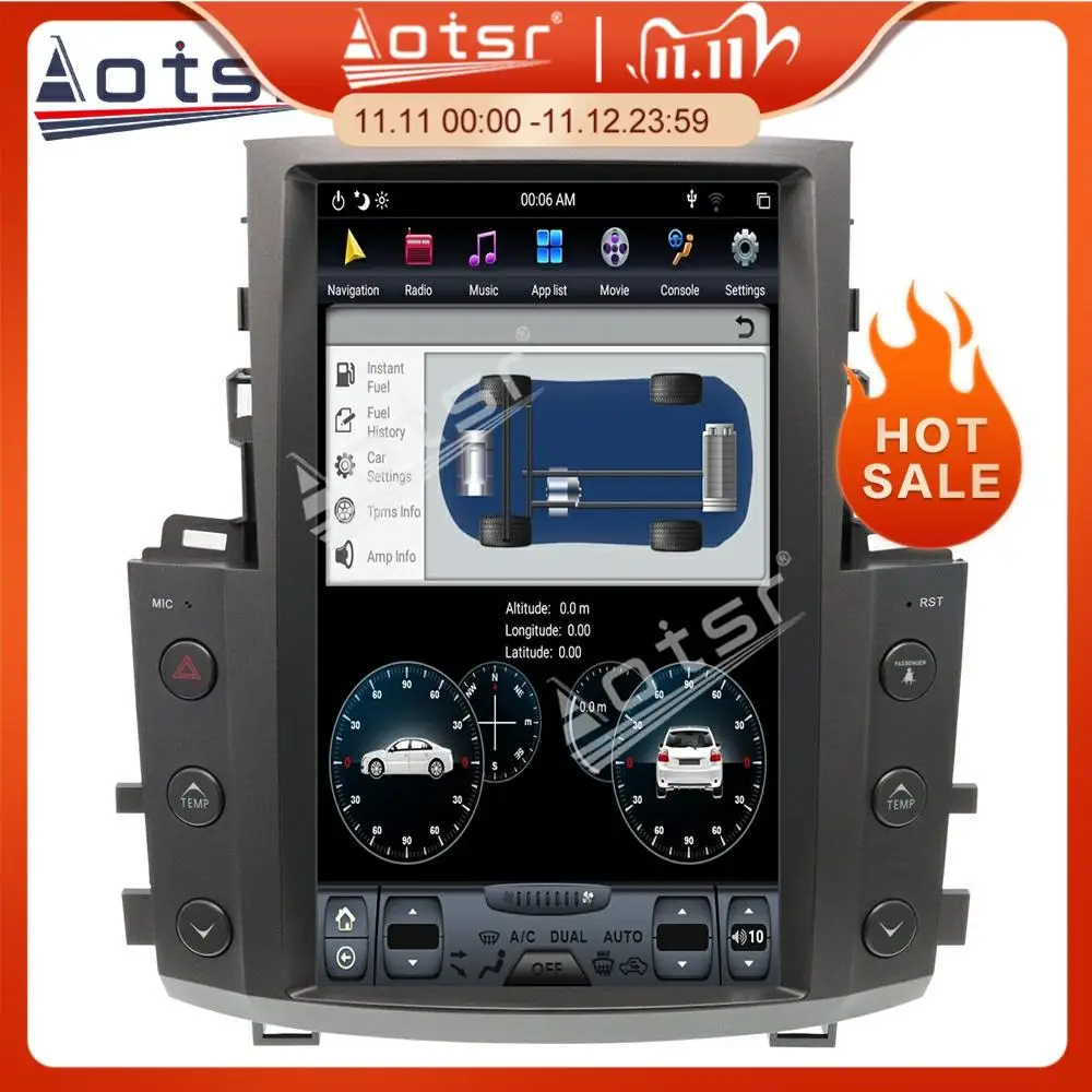 

Автомобильный GPS-навигатор, радио с вертикальным экраном, для Lexus LX570 2007-2015, под управлением Android 9,0, 64 ГБ