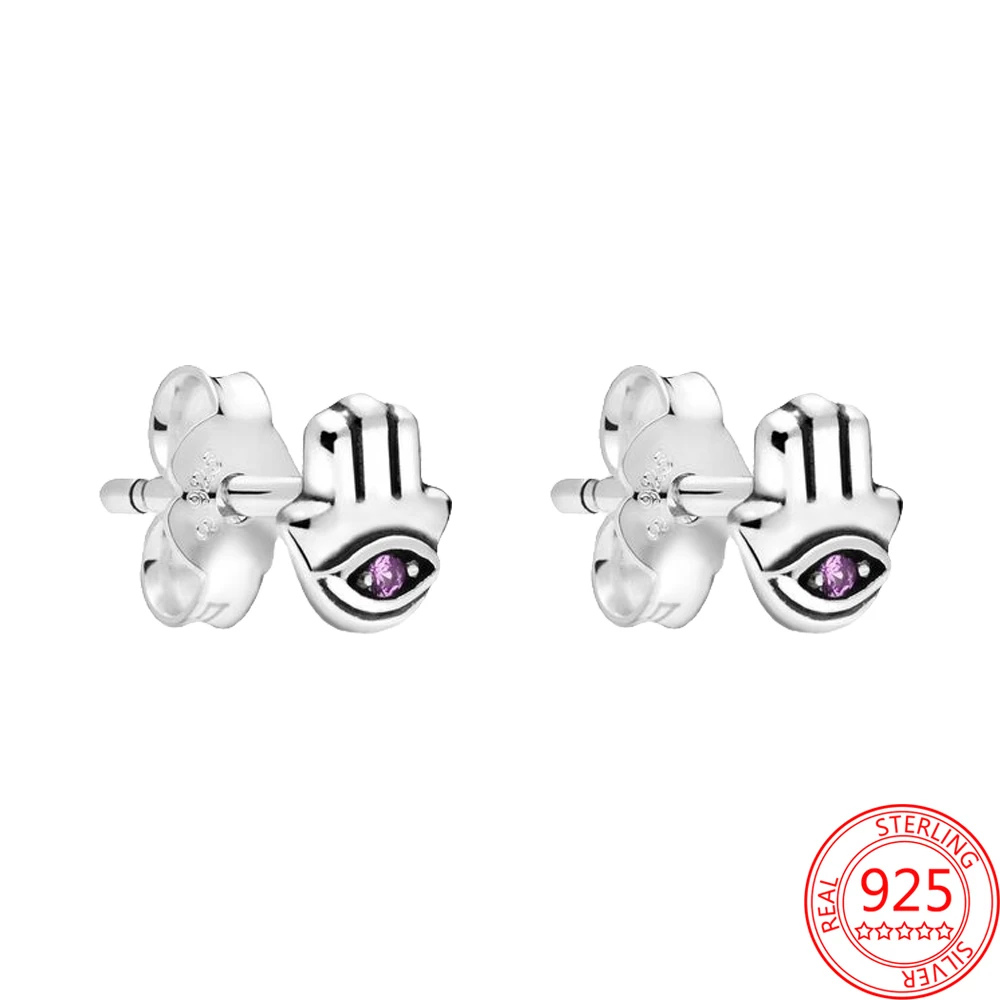 

Hot Sale 925 Sterling Silver for Women Valentine's Birthday Fashion Jewelry Gift Earrings Cactus Purple Eyes Double Earrings