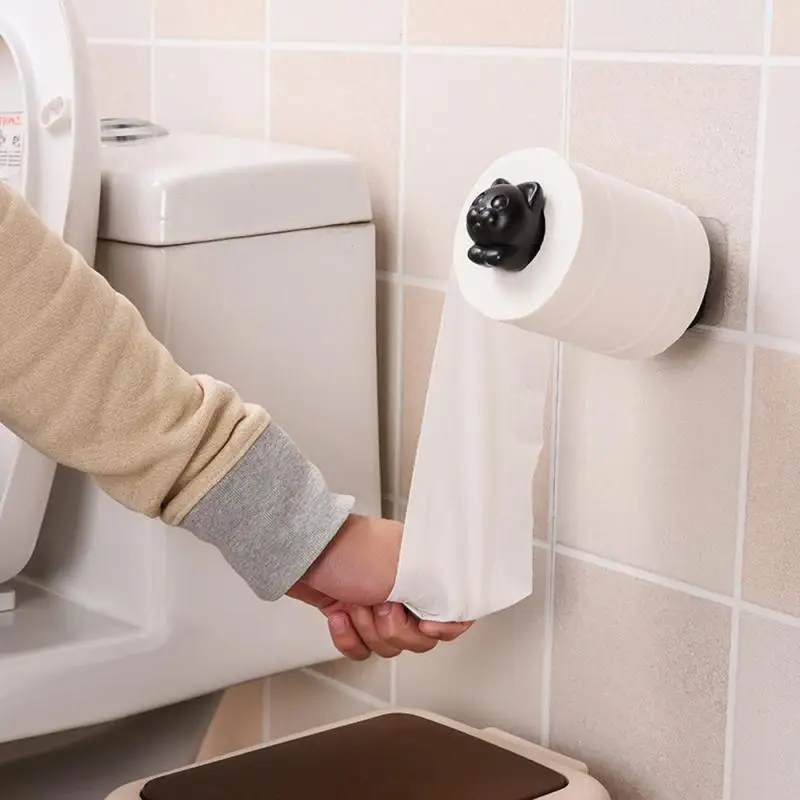 

Bathroom Hooks Bathroom Pet Cat Hanger Toilet Roll Paper Holder Holding Wall Mounted YO Bathroom Storage Organization