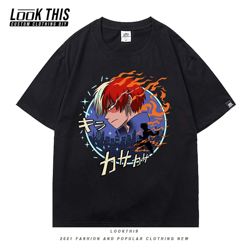 

Harajuku Anime My Hero Academia Print Oversized T-shirt Female EGirl New Couples Funny Streetwear Kawaii Tops Women's T-shirt