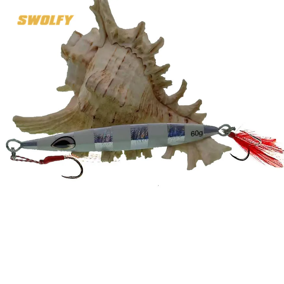 Swolfy 3 шт. 60 г медленно встряхивающаяся металлическая рыболовная ложка для