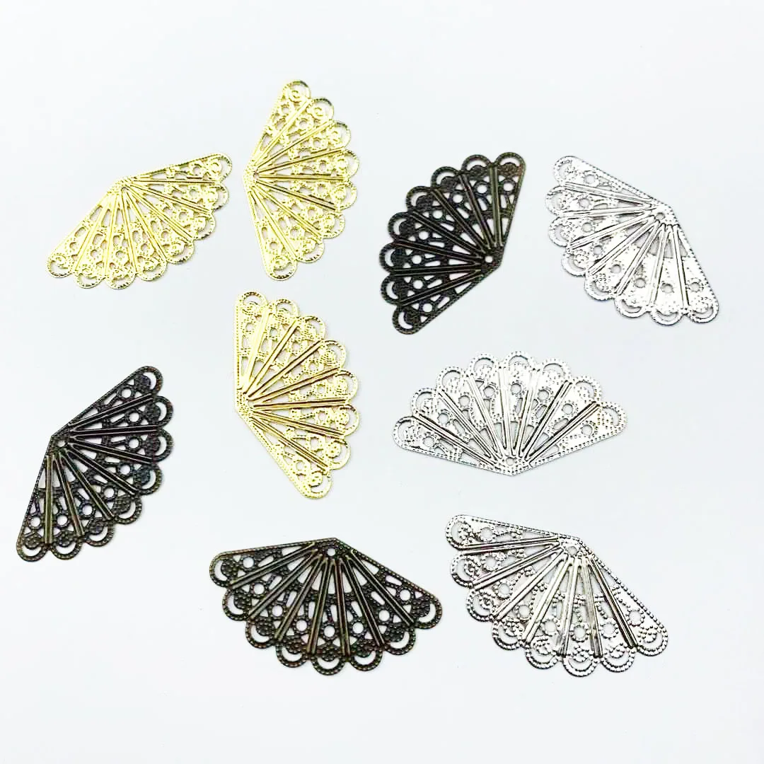 20 шт 40x23 мм золото/бронза цветок филигранные обертки Изделия из металла разъемы для DIY украшения для скрапбукинга ручной работы