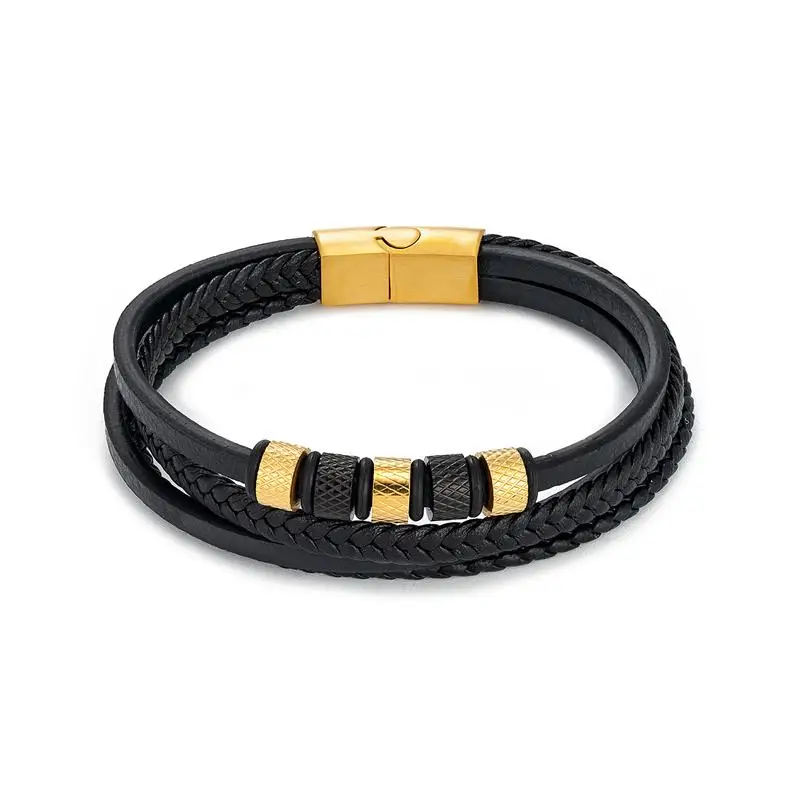 Роскошный браслет из нержавеющей стали с бусинами модная мужская бижутерия