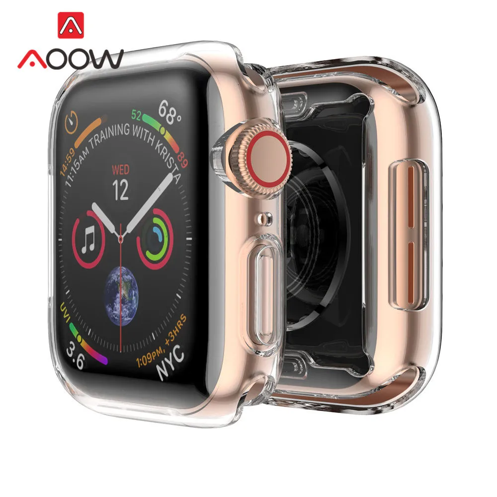 Мягкий ТПУ защитный чехол для экрана iWatch Apple Watch 2 3 4 40 мм 44 мм 38 мм 42 мм прозрачный 360 градусов Полная защита крышка ремешок