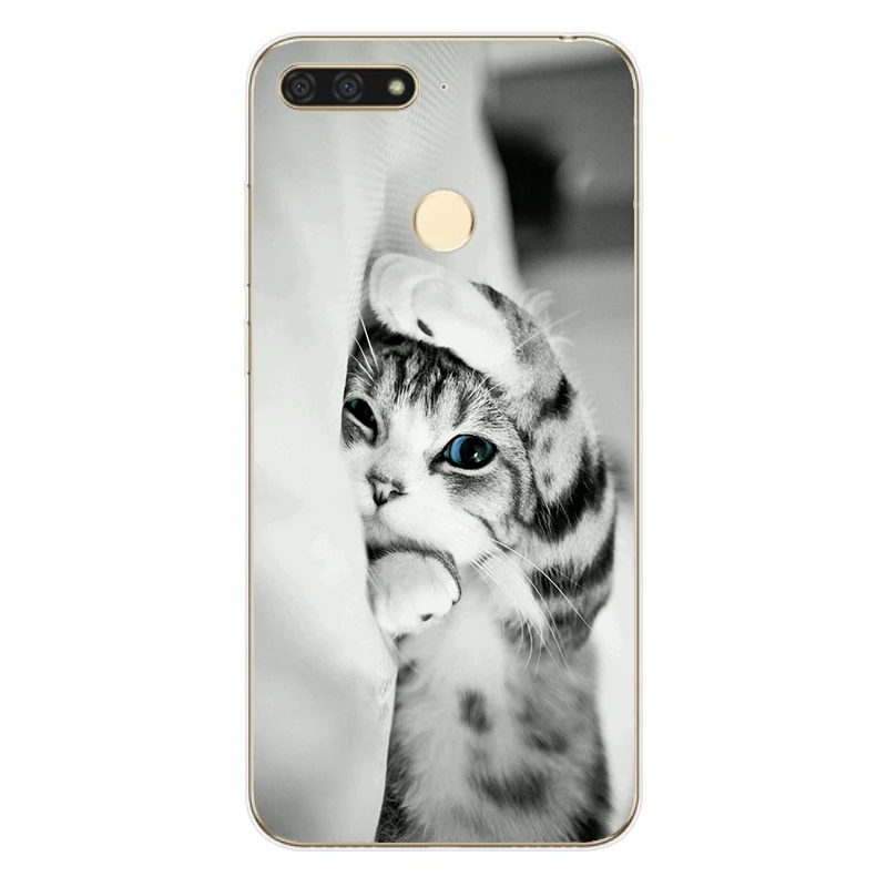 Silicone Cover For Huawei Honor 7A Pro Case 5.7&quot Printing Cool Cat Dog Cases 7 A Honor7A pro 7Apro Fundas Coque |