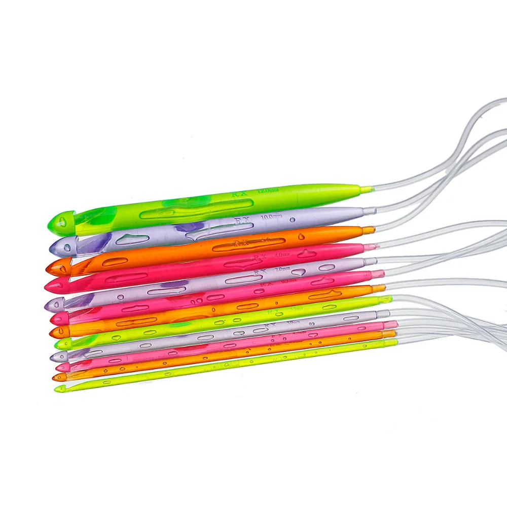 

12PCs/set Manual DIY Hand Sewing Tool Afghan Tunisian Carpet Crochet Hooks Set Knitting Needles Color At Random 120cm
