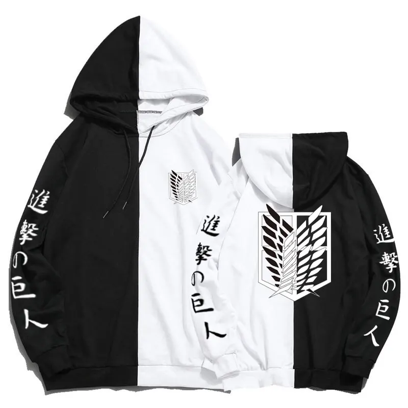 

Japanese Streetwear Anime Attack on Titan Print Men Hoodies Sweatshirts Hoodie Patchwork Thin Clothing sudaderas Hip Hop Tops