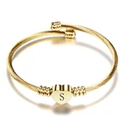 Модный браслет для девушек золотого цвета из нержавеющей стали с сердцем браслет с буквами модный начальный Алфавит шармы браслеты для женщин