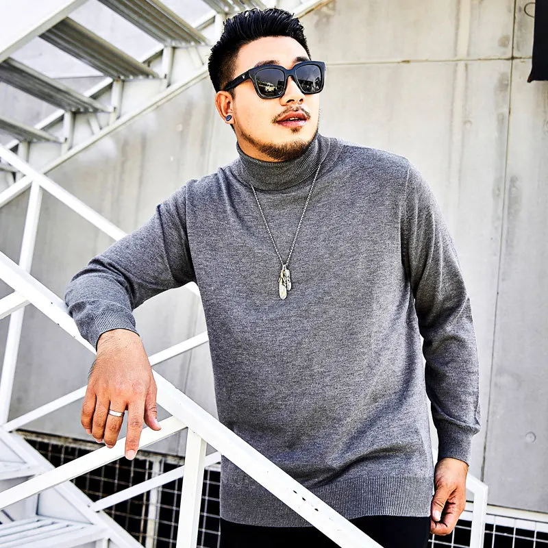 Large size men's autumn and winter sweater high collar plus fertilizer to increase warm clothing |