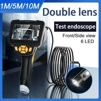 portable dual lens handheld endoscope 4 3screen inspection camera with 6 led 8mm industrial digital endoscopy with 32gb tf card
