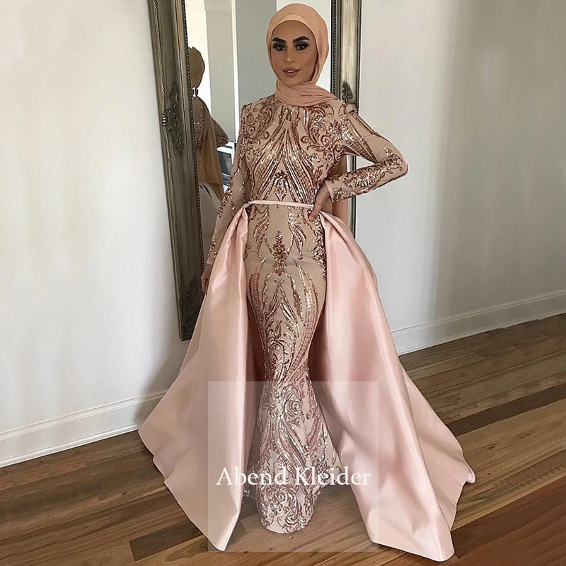 Мусульманские Вечерние платья с длинными рукавами в Дубае 2020 со съемной юбкой