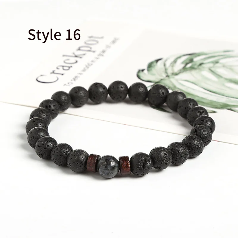 Style 16 JD мужской браслет, натуральный Императорский камень, бусина, тибетский Будда, браслет, чакра, лавовый камень, диффузный браслет, мужские ювелирные изделия, подарок - Окраска металла: Style 16
