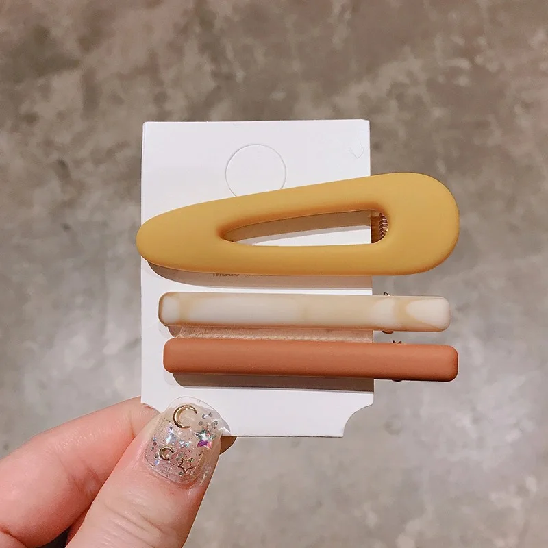 

2019 3 Pcs/Set Candy Color Elegant Women Girls Fashion Hair Accessories Hair Clips Frosting Waterdrop Headwear Hairpins