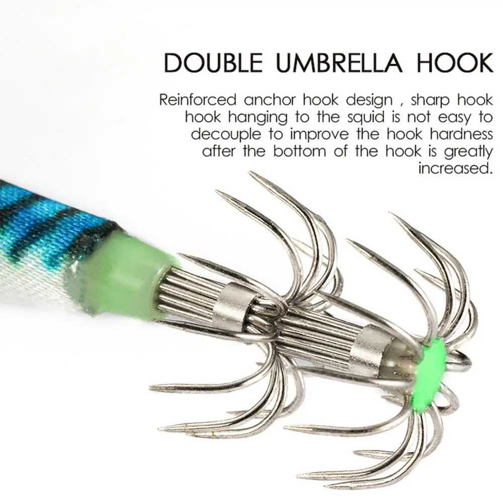 Simulation Lifelike Jigs Luminous Squid Hook Octopus Bait Fishing Tackle Wood Shrimp Lures