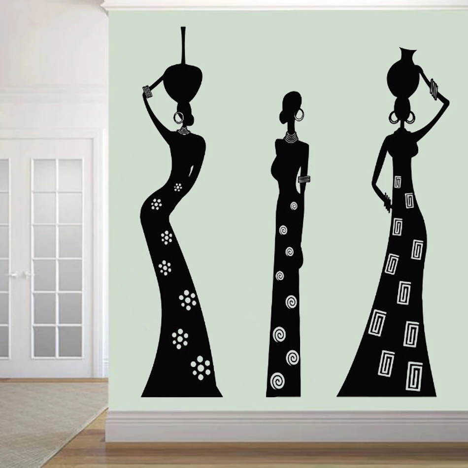 

Vinyl Decals Wall African Woman Native Black Girls Ethnic Style Stickers Sconce Unique Bedroom Interior Home Decor Murals DW9539
