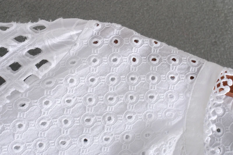 Chic Women White Shirt Blouse Summer 2020 New Fashion Long Sleeve Embroidery Hollow Out Female Loose Shirts | Женская одежда