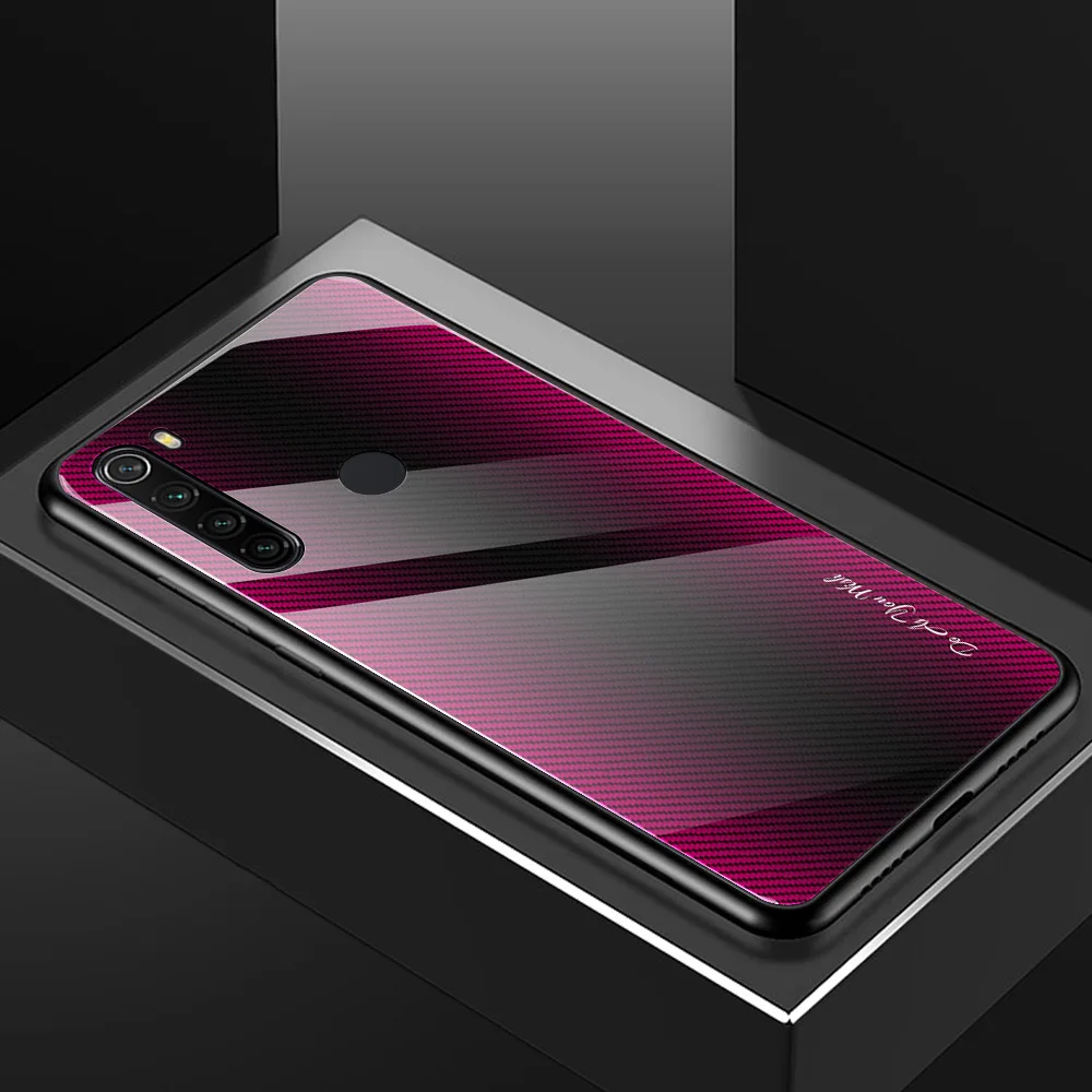 Чехол из закаленного стекла для Xiaomi Redmi Note 8, Ударопрочный Мягкий каркас, жесткая стеклянная задняя крышка для Xiaomi Redmi Note 8 Pro