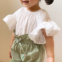 summer 2020 korean childrens clothing new girl han fan sweet fashion lace hollow philippine sleeve casual t shirt