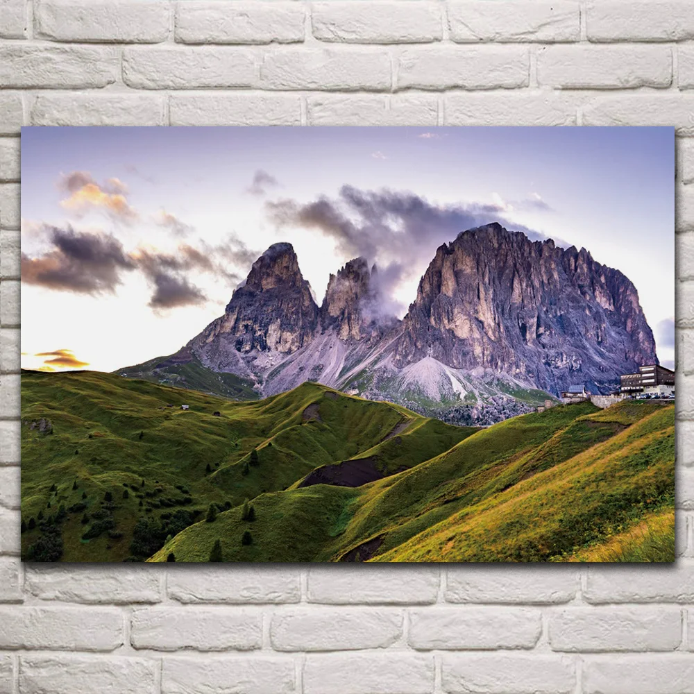 

Cool purple Rocks Mountains Cliff Nature Scenery fabric posters on the wall picture home art living room decoration KP845