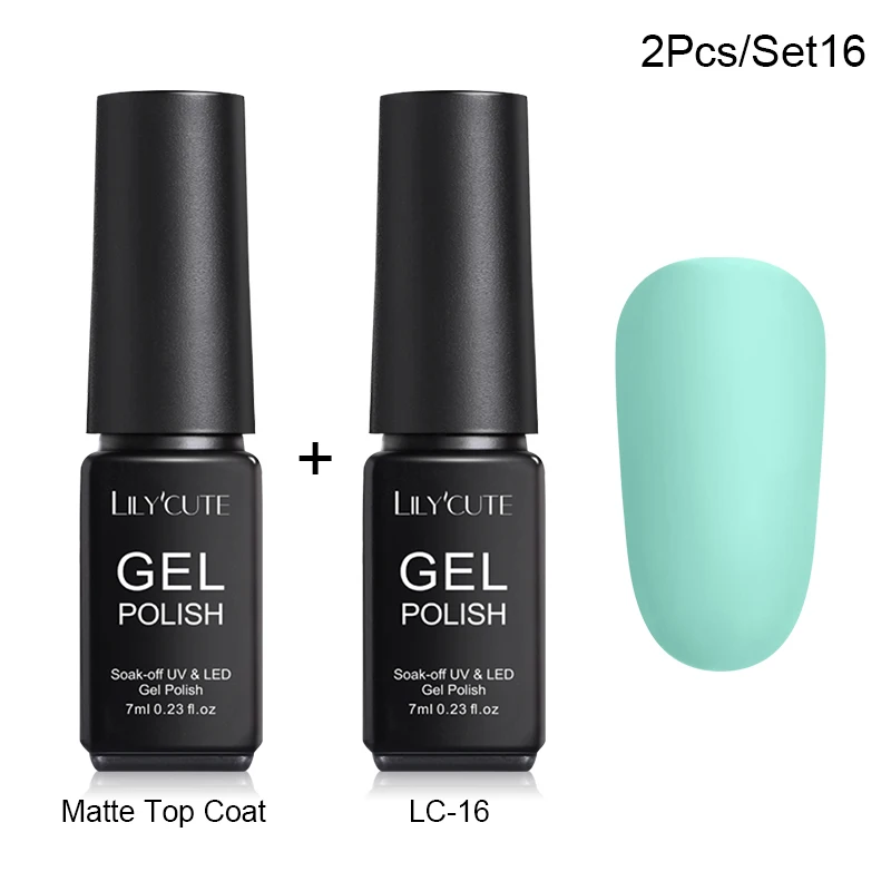 2 Pcs 16 LILYCUTE Матовый УФ-гель для ногтей матовый верхний слой цвет УФ гель для ногтей лак Гибридный впитывающий гель лак маникюрный гель лак - Цвет: 2 Pcs 16