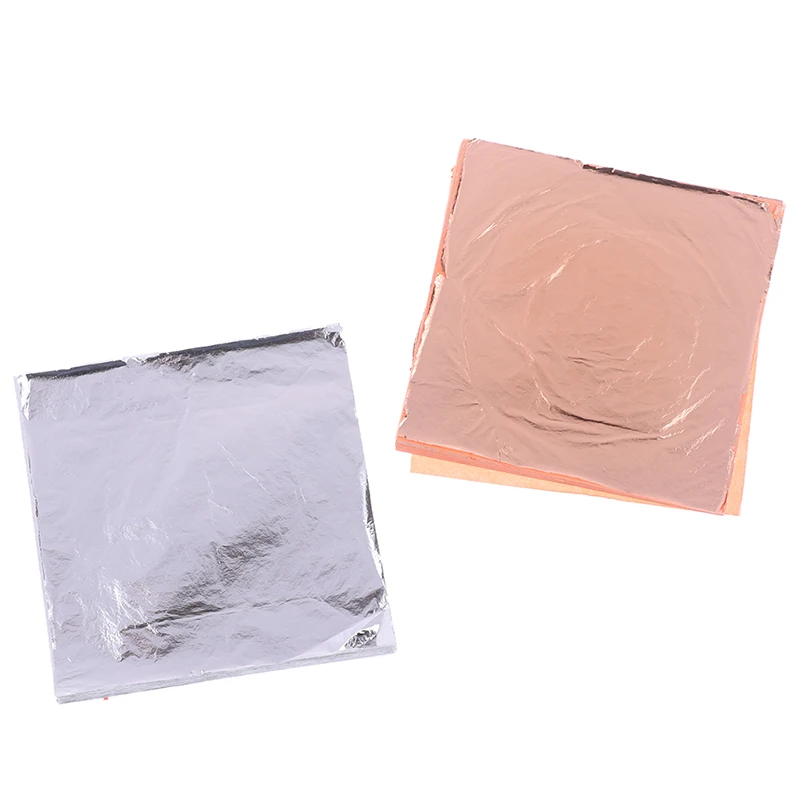 

100pcs 14x14cm Art Craft Paper Imitation Gold Sliver Copper Leaf Leaves Sheets Foil Paper For Gilding DIY Craft Decoration