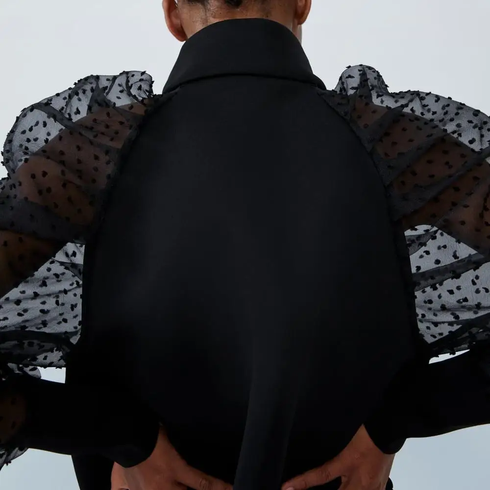 Женские полупрозрачные сетчатые блузки в горошек элегантные однотонные рубашки