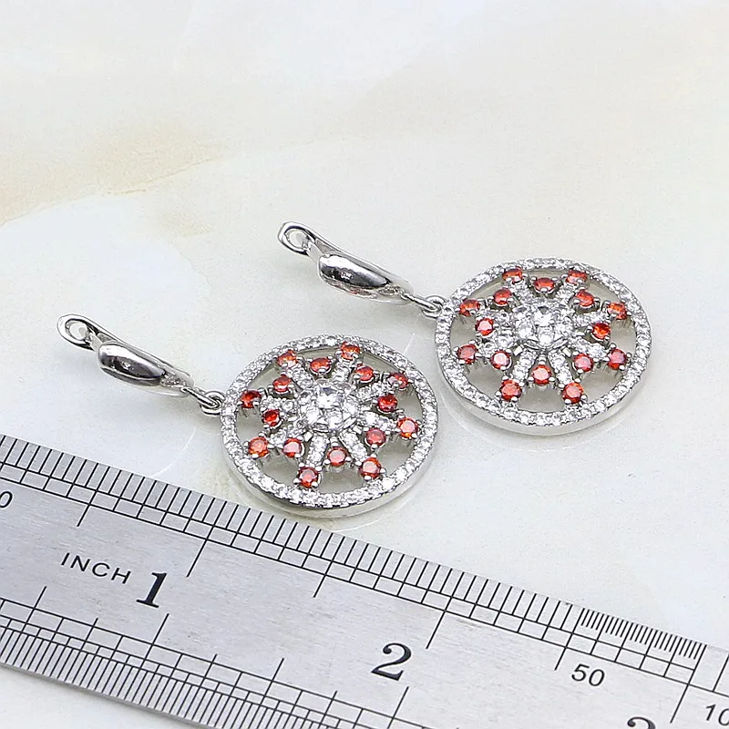 Ювелирный красный гранат из стерлингового серебра 925 пробы с белым кристаллом